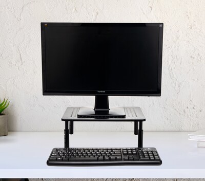 Mind Reader Adjustable Monitor Riser Stands, Black, Set Of 2 Stands (4LEGM2PK-BLK)