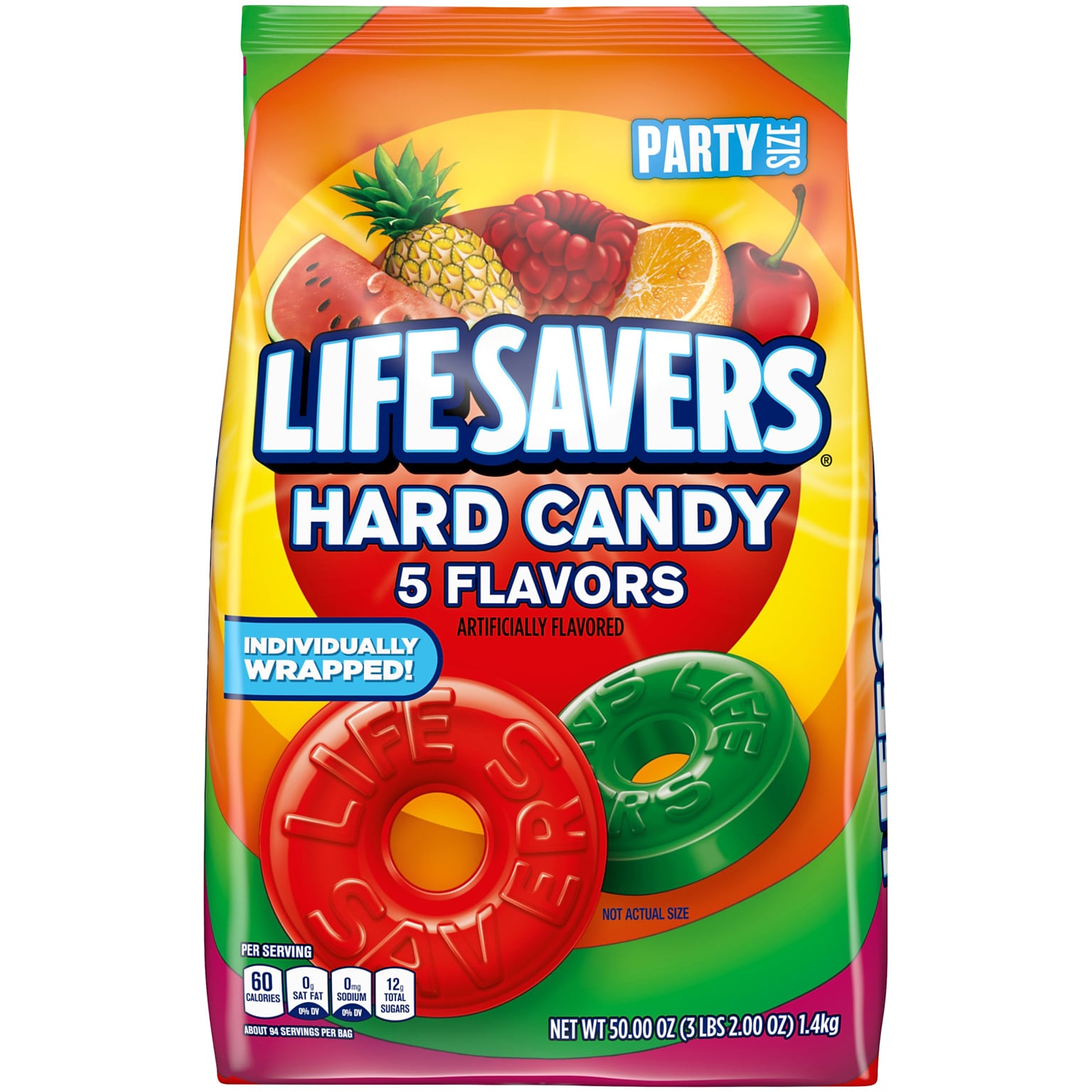 LIFE SAVERS 5 Flavors Hard Candy, Party Size, 50 oz Bulk Candy Bag (WMW28098)