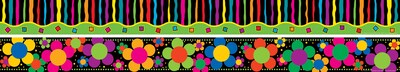 Barker Creek Double-Sided Border, 35 x 3, Neon Stripes & Flowers, 12/Pack (LL946)