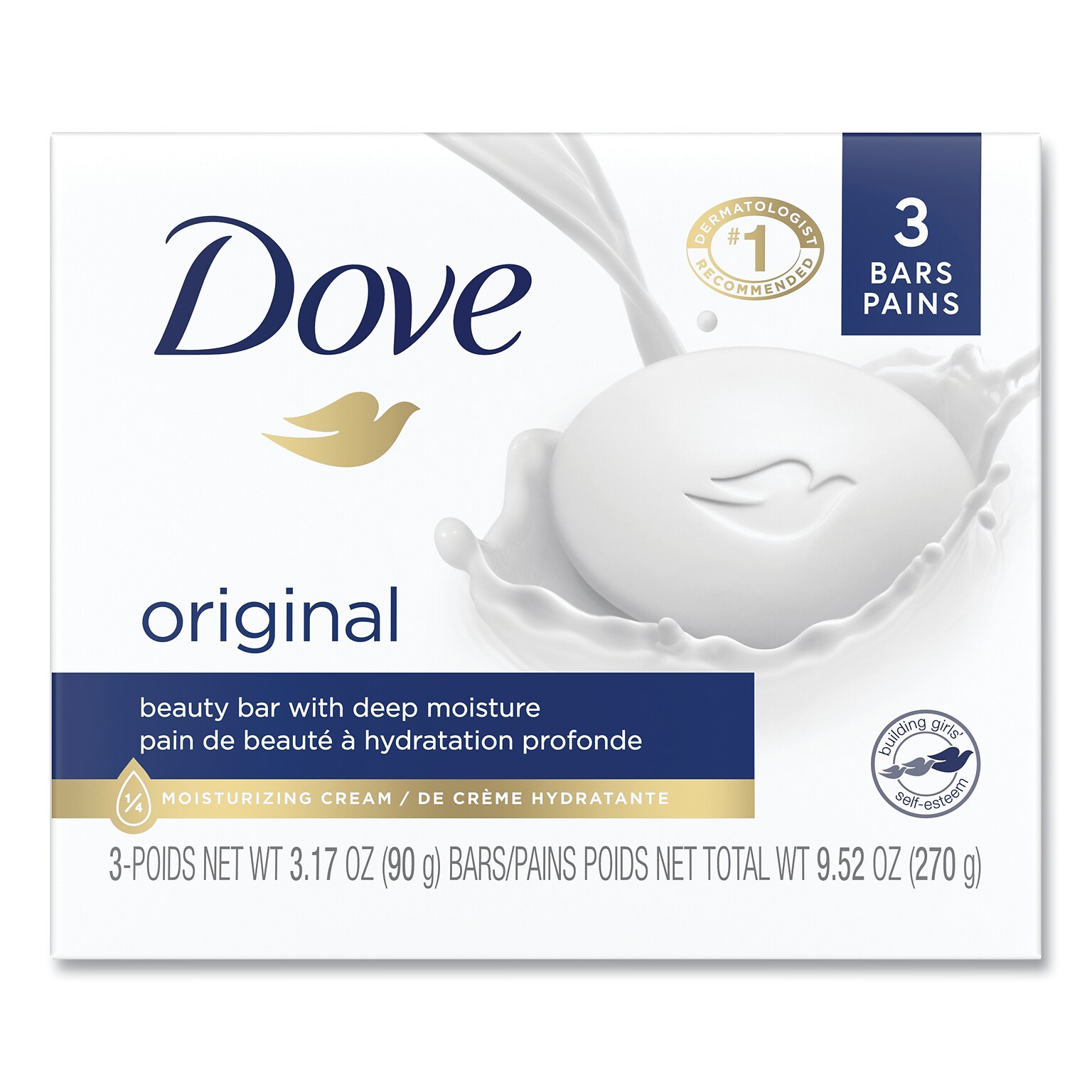 Dove® White Beauty Bar, Light Scent, 3.17 oz, 3/Pack