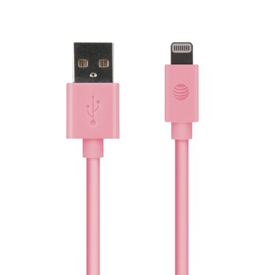 AT&T PVC Charge and Sync Lightning Cable, 4 ft., Pink (PVLC1-PNK)