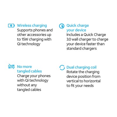 AT&T Wireless Charging Stand with Quick Charge 3.0 Rapid Charger, Black (CETWCS10)