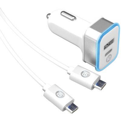 iEssentials USB and USB-C Car Charger with Charge and Sync, 3.4-Amp, White, (IEN-PCC-31A1C)