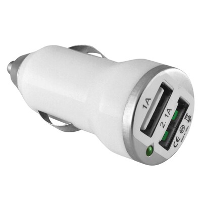 Ematic 2-Port USB-A Car Charger, 2.1-Amp, White, (ECC08WH)