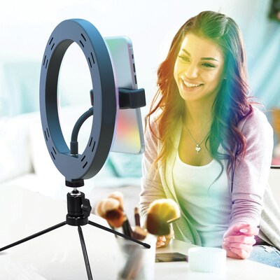 Supersonic PRO Live Stream 10 LED Selfie RGB Ring Light with Tabletop Stand (SC-1230RGB)