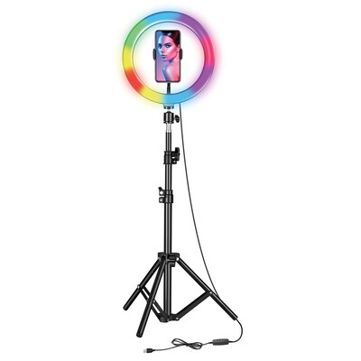 Supersonic PRO Live Stream 10 LED Selfie RGB Ring Light with Floor Stand (SC-1630RGB)