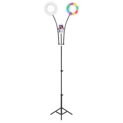 Supersonic PRO Live Stream Double 8" LED Selfie RGB Ring Light with Tripod Stand (SC-2710SR)