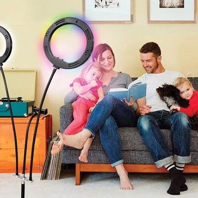 Supersonic PRO Live Stream Double 8" LED Selfie RGB Ring Light with Tripod Stand (SC-2710SR)