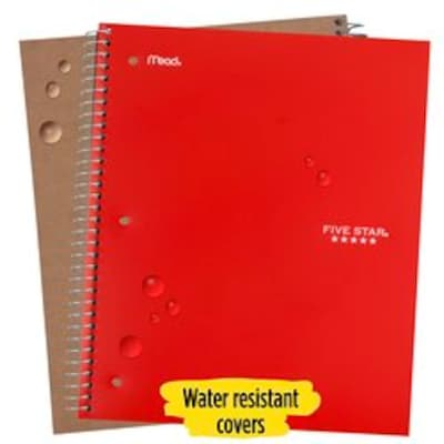 Mead Five Star 1-Subject Notebook, 8" x 10 1/2", Wide Ruled, 100 Sheets, Assorted Colors (05238)
