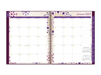 2023 Blue Sky Gili 8.5" x 11" Weekly & Monthly Planner, Dark Purple/White (117889-23)