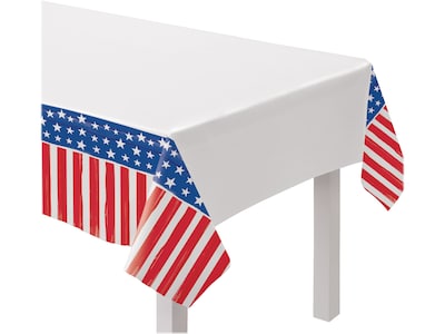 Amscan Painted Patriotic Fourth of July Tablecover, Multicolor, 3/Pack (573079)