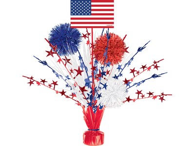 Amscan Fourth of July Tinsel Burst Centerpiece, Multicolor, 4/Pack (110737)