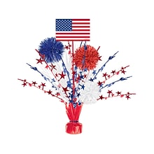 Amscan Fourth of July Tinsel Burst Centerpiece, Multicolor, 4/Pack (110737)