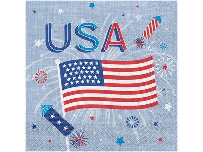 Amscan Patriotic Celebration Fourth of July Napkin, Multicolor, 40/Pack, 3 Packs/Carton (702829)