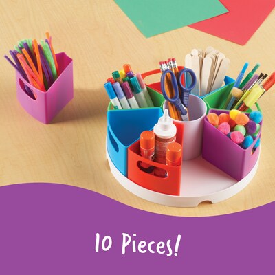 Learning Resources Create a Space Storage Center for Kids, 10-Piece Set Desk Organizer, Assorted Colors (LER3806)