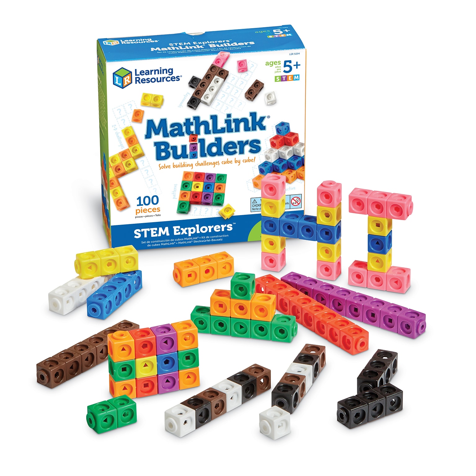 Learning Resources STEM Explorers MathLink Builders, Assorted Colors, 100 Pieces/Set (LER 9294)