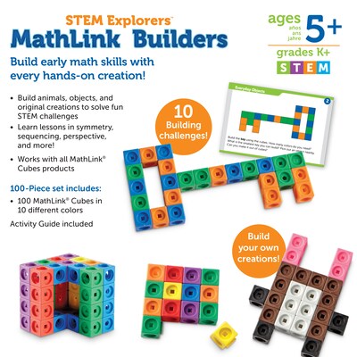 Learning Resources STEM Explorers MathLink Builders STEM Activities, 100 Pieces (LER9294)