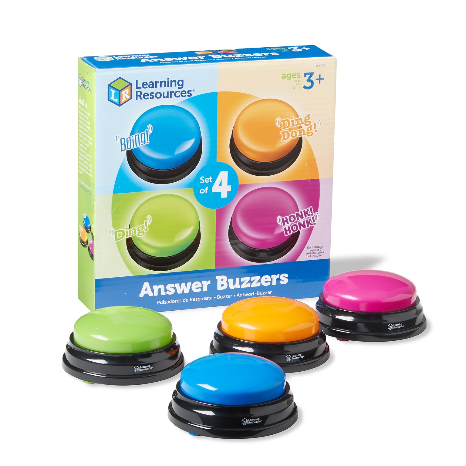 Learning Resources Answer Buzzers, Assorted Colors, 4/Set (LER3774)