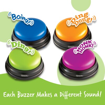 Learning Resources Answer Buzzers Game Show Buzzers, Assorted Colors, 4/Set (LER3774)