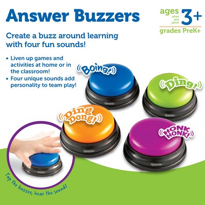 Learning Resources Answer Buzzers, Assorted Colors, 4/Set (LER3774)