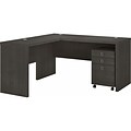 Bush Business Furniture Echo 60W L Shaped Desk with Mobile File Cabinet, Charcoal Maple (ECH008CM)