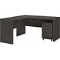Bush Business Furniture Echo 60"W L Shaped Desk with Mobile File Cabinet, Charcoal Maple (ECH008CM)