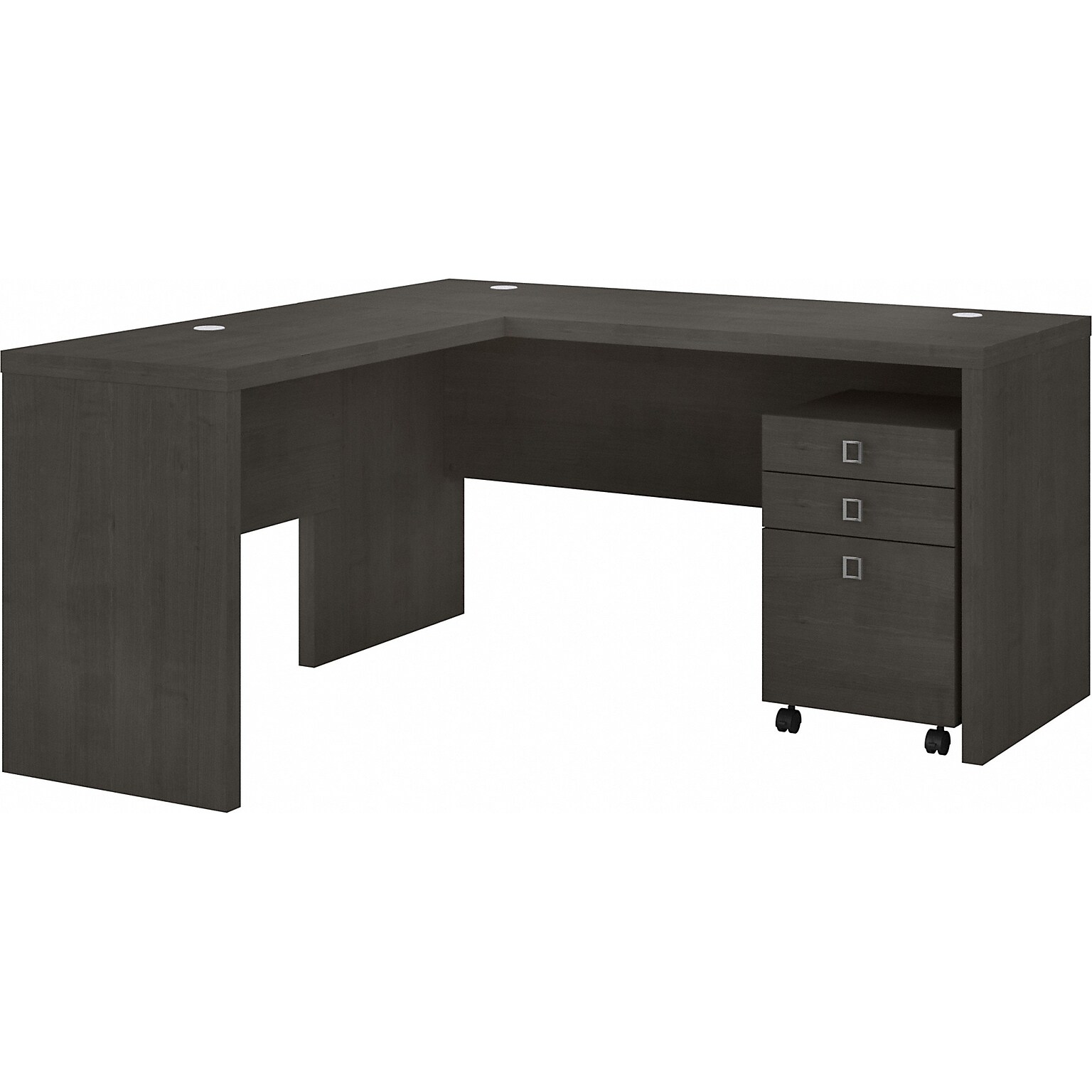 Bush Business Furniture Echo 60W L Shaped Desk with Mobile File Cabinet, Charcoal Maple (ECH008CM)