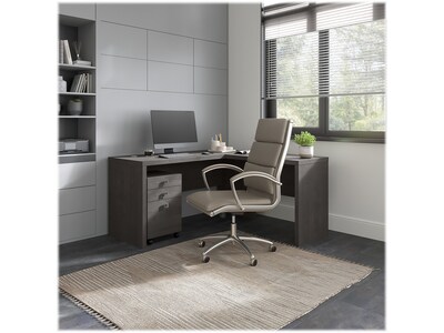 Bush Business Furniture Echo 60"W L Shaped Desk with Mobile File Cabinet, Charcoal Maple (ECH008CM)