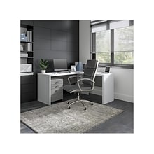 Bush Business Furniture Echo 60W L Shaped Desk with Mobile File Cabinet, Pure White/Modern Gray (EC