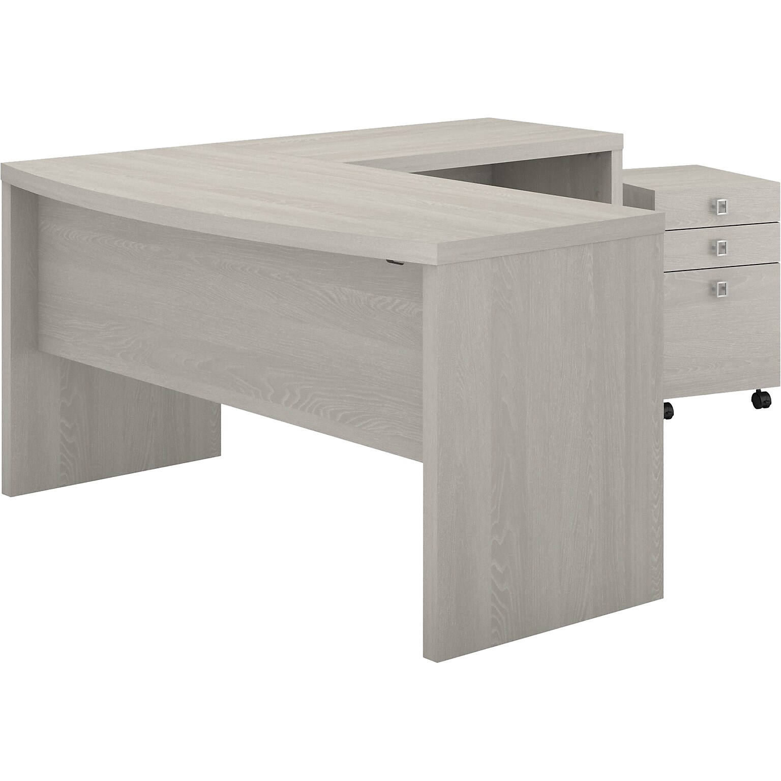 Bush Business Furniture Echo 60W L Shaped Bow Front Desk with Mobile File Cabinet, Gray Sand (ECH007GS)
