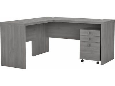 Bush Business Furniture Echo 60"W L Shaped Desk with Mobile File Cabinet, Modern Gray (ECH008MG)