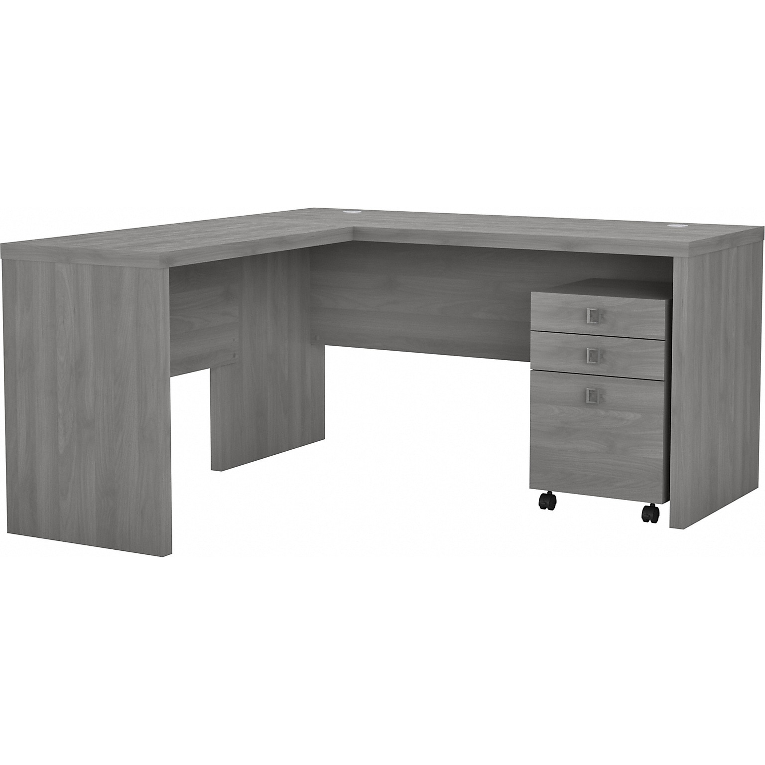 Bush Business Furniture Echo 60W L Shaped Desk with Mobile File Cabinet, Modern Gray (ECH008MG)