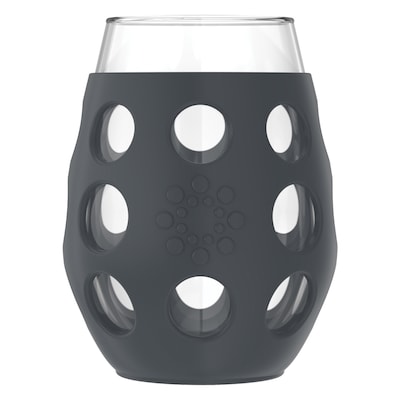 Lifefactory Wine Cup with Protective Silicone Sleeves and Lids, Carbon, 11 oz. (LF310140C4)