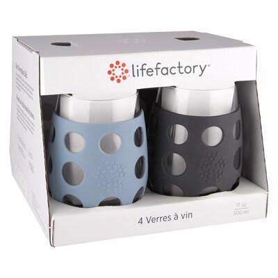 Lifefactory Wine Cup with Protective Silicone Sleeves and Lids, 17 oz. (LF320403C4)