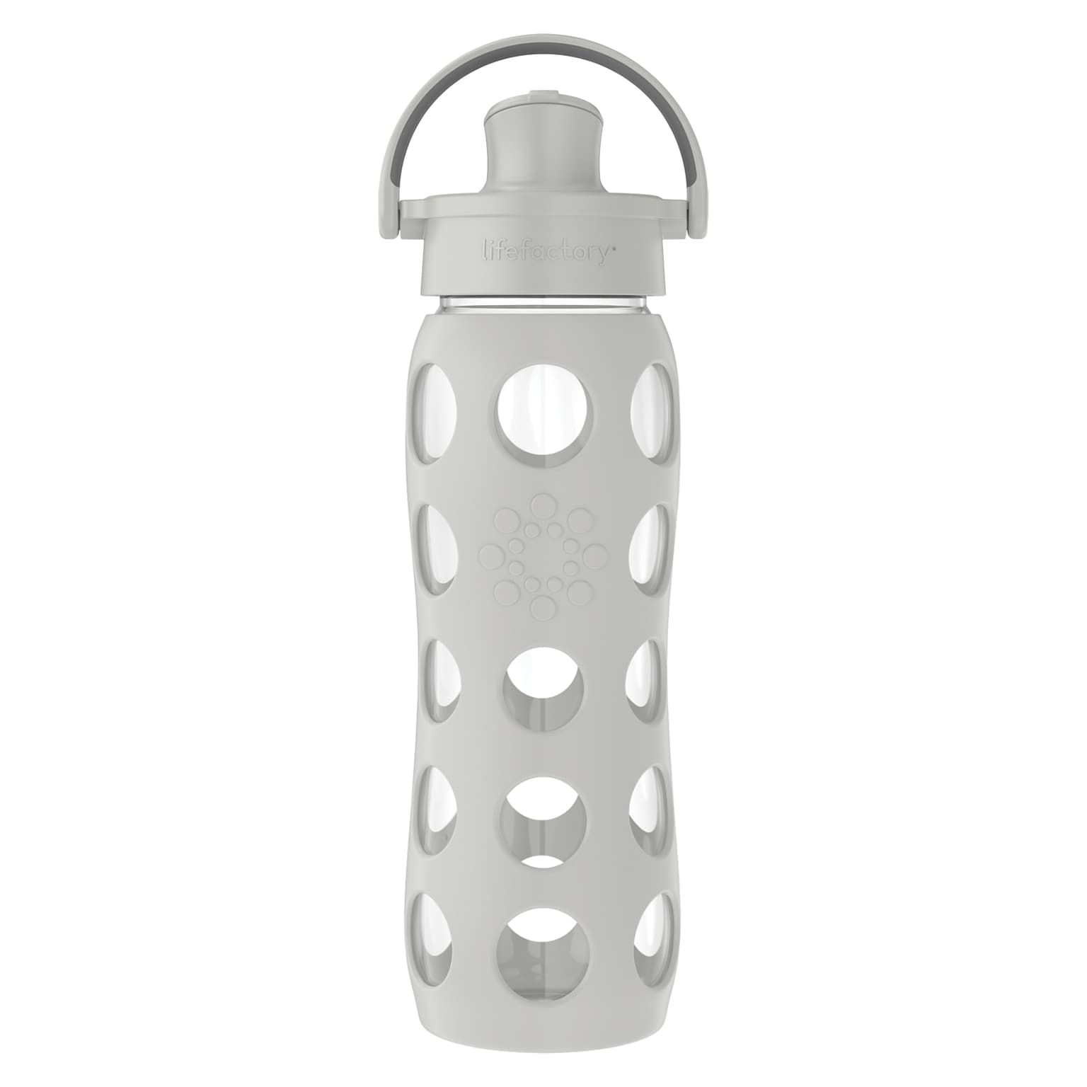 Lifefactory Water Bottle with Active Flip Cap and Protective Silicone Sleeve, Cool Gray, 22 oz. (LG4321MCG4)