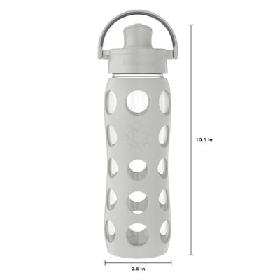 Lifefactory Glass Water Bottle, 22 oz., Cool Gray (LIFLG4321MCG4)