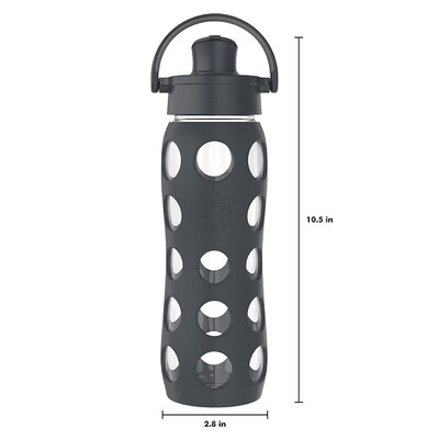 Lifefactory Glass Water Bottle, 22 oz., Carbon (LIFLG4321MCN4)