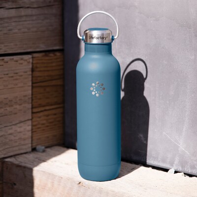 Lifefactory Stainless Steel Double Wall Insulated Water Bottle, 32 oz., Dark Denim (LIFLS365MDD4)