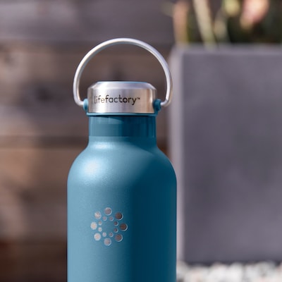 Lifefactory Stainless Steel Double Wall Insulated Water Bottle, 32 oz., Dark Denim (LIFLS365MDD4)