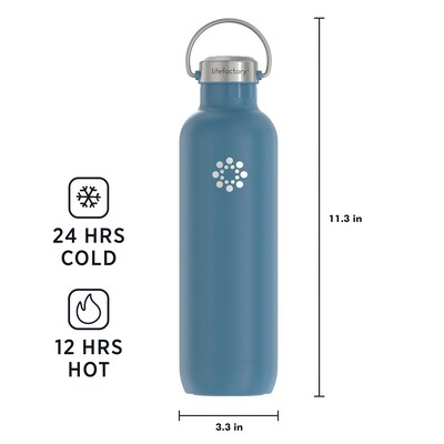 Lifefactory Stainless Steel Double Wall Insulated Water Bottle, 32 oz., Dark Denim (LIFLS365MDD4)