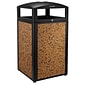 Alpine Industries 40 Gal. Stone Steel All-Weather Panel Outdoor Commercial Trash Can with Ash Tray Lid
