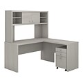 Bush Business Furniture Echo L Shaped Desk with Hutch and Mobile File Cabinet, Gray Sand (ECH009GS)