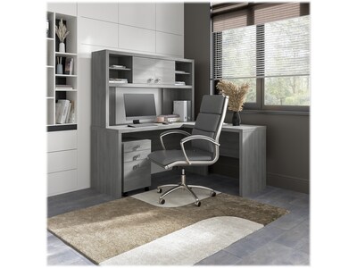 Bush Business Furniture Echo 60W L Shaped Desk with Hutch and Mobile File Cabinet, Modern Gray (ECH009MG)