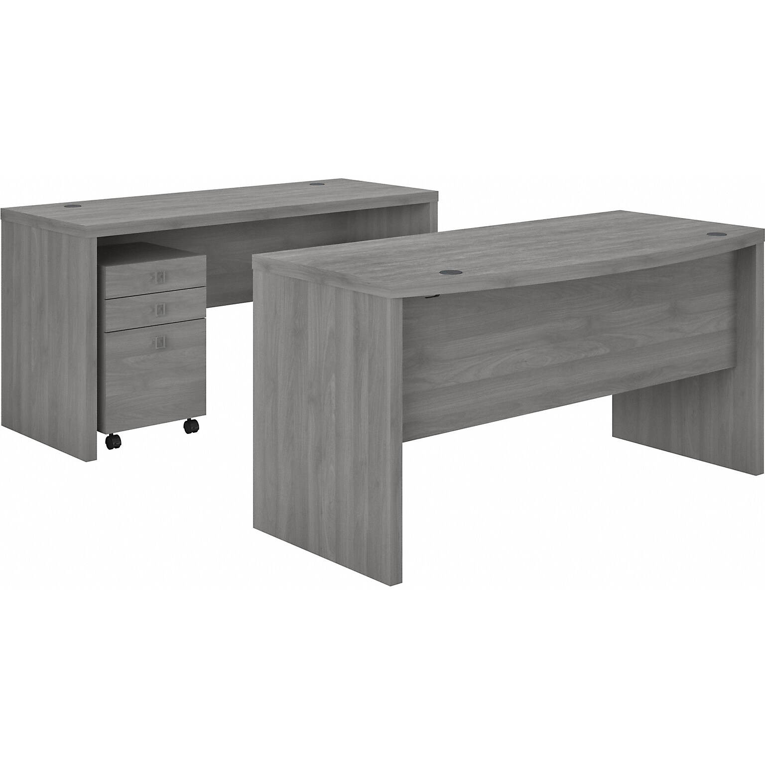 Bush Business Furniture Echo 60W Bow Front Desk and Credenza with Mobile File Cabinet, Modern Gray (ECH010MG)
