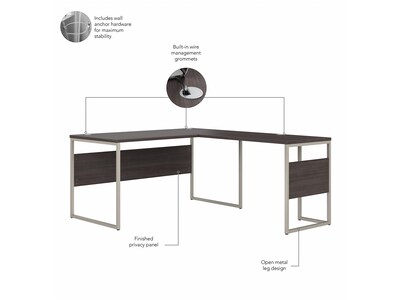 Bush Business Furniture Hybrid 60"W L Shaped Table Desk with Mobile File Cabinet, Storm Gray (HYB029SGSU)