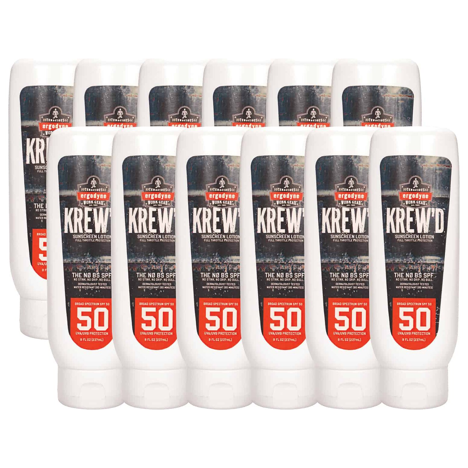 Ergodyne KREWD Sunscreen Lotion, SPF 50, 8 Oz., 12/Pack (16636)