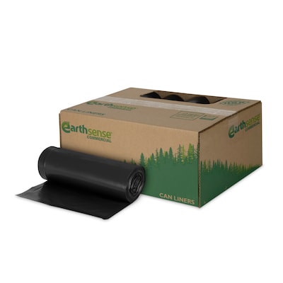 Earthsense 55-60 Gallon Commercial Recycled Trash Bags, Black, 100/Carton  (RNW6050-538983)