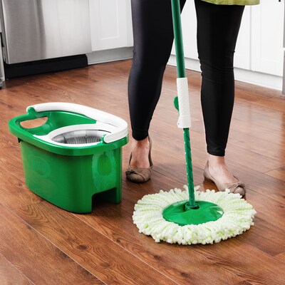 Libman Tornado Microfiber Spin Mop & Bucket, Green/White (1283001)