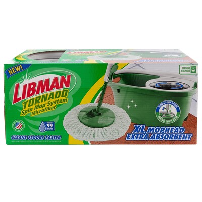 Libman Tornado Microfiber Spin Mop & Bucket, Green/White (1283001)