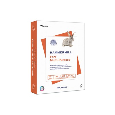 Hammermill Fore 3-Hole Punched 8.5 x 11 Multipurpose Paper, 24 lbs. 96 Brightness, 500 Sheets/Ream (101287)